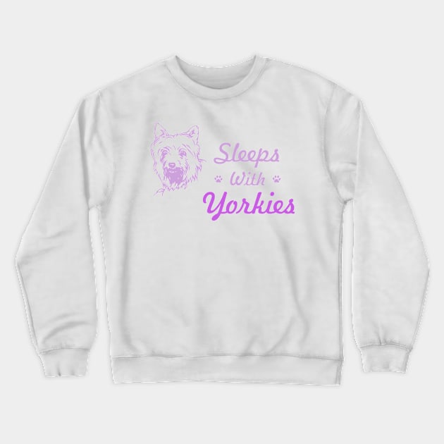 Sleeps With Yorkies Crewneck Sweatshirt by veerkun